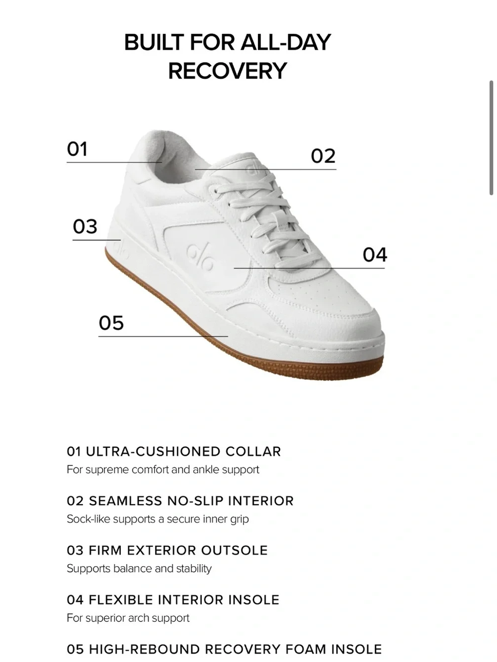ALO Yoga White recovery Leather Low-Top Sneakers